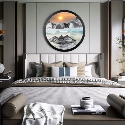 23.6" Moving Sand Art Wall Decor, 360 Rotatable Sand Wall Art Sand Art Picture Mounted Moving Sand Art Liquid Motion Hanging Deep Sea Moving Sand Pictures Art Relaxing Mood Home Office Work Decor