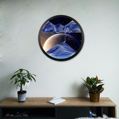 23.6" Moving Sand Art Wall Decor, 360 Rotatable Sand Wall Art Sand Art Picture Mounted Moving Sand Art Liquid Motion Hanging Deep Sea Moving Sand Pictures Art Relaxing Mood Home Office Work Decor