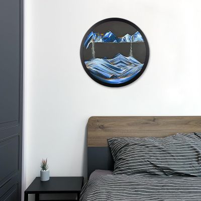 17.3" Moving Sand Art Wall Decor, Wall Decoration Painting Flowing Sand Painting Sand Wall Art Moving 360 Rotation Art Sandscape Decor 3D Sand Art Liquid Motion for Home and Office Decor