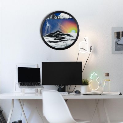 17.3" Moving Sand Art Wall Decor, Wall Decoration Painting Flowing Sand Painting Sand Wall Art Moving 360 Rotation Art Sandscape Decor 3D Sand Art Liquid Motion for Home and Office Decor