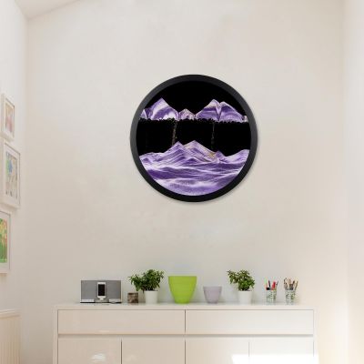 23.6" Moving Sand Art Wall Decor, 360 Rotatable Sand Wall Art Sand Art Picture Mounted Moving Sand Art Liquid Motion Hanging Deep Sea Moving Sand Pictures Art Relaxing Mood Home Office Work Decor
