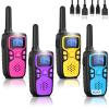 Wishouse Walkie Talkies for Kids Rechargeable Long Range,Xmas Birthday Gift for 5 6 7 8 9 10 11 12 Year Old Boys Girls,Hiking Gear Camping Games with NOAA,SOS Siren,Lamp,Lanyards,Easy to Use,4 Pack view 1