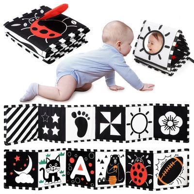 URMYWO Black and White Baby Toys, Tummy Time High Contrast Newborn Toys 0-3 Months, Soft Baby Book, Visual Stimulation Montessori Sensory Infant Toys 0-6-12 Months, Shower Gift for Boys Girls
