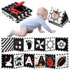 URMYWO Black and White Baby Toys, Tummy Time High Contrast Newborn Toys 0-3 Months, Soft Baby Book, Visual Stimulation Montessori Sensory Infant Toys 0-6-12 Months, Shower Gift for Boys Girls view 1
