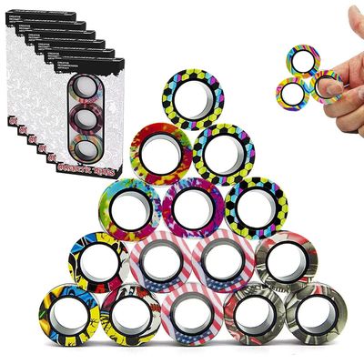 18Pcs Magnetic Rings Fidget Toys Spinner Set Valentines Day Easter Basket Stuffers for Kids Party Favors,Finger Magnet Rings Endless Hours of Fun ADHD Stress Relief Fidget Spinners for Birthday Adults
