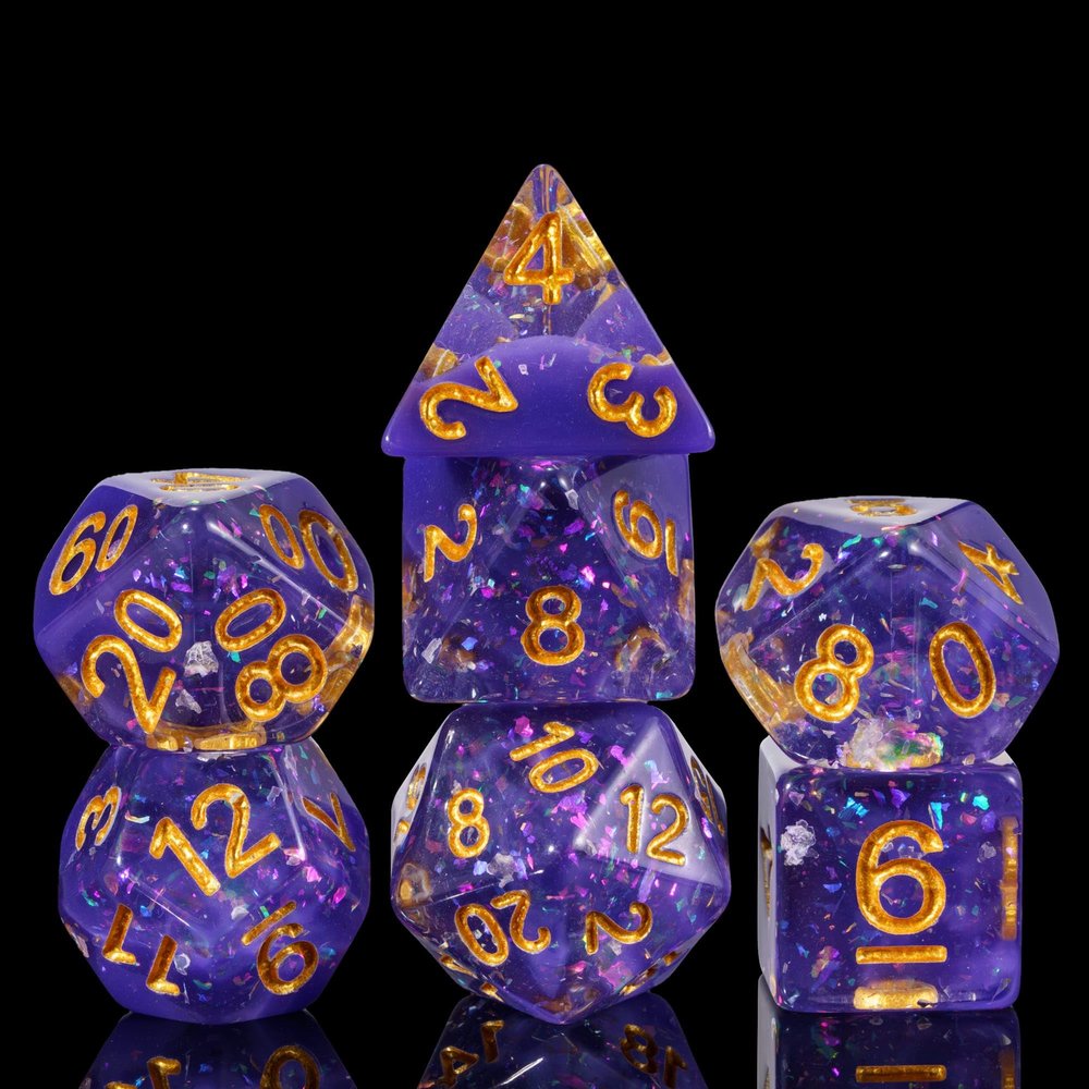 HDdais DND Dice Set, 7PCS Polyhedral D&D Dice Set Filled with Colorful Foil for Role Playing Game and Tabletop Games