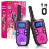 Wishouse Walkie Talkies for Kids Rechargeable Long Range,Xmas Birthday Gift for 4 5 6 7 8 9 Year Old Girls,Hiking Gear Camping Games Cool Toys with NOAA,SOS Siren,Lamp,Lanyards,Easy to Use,2 Pack view 1