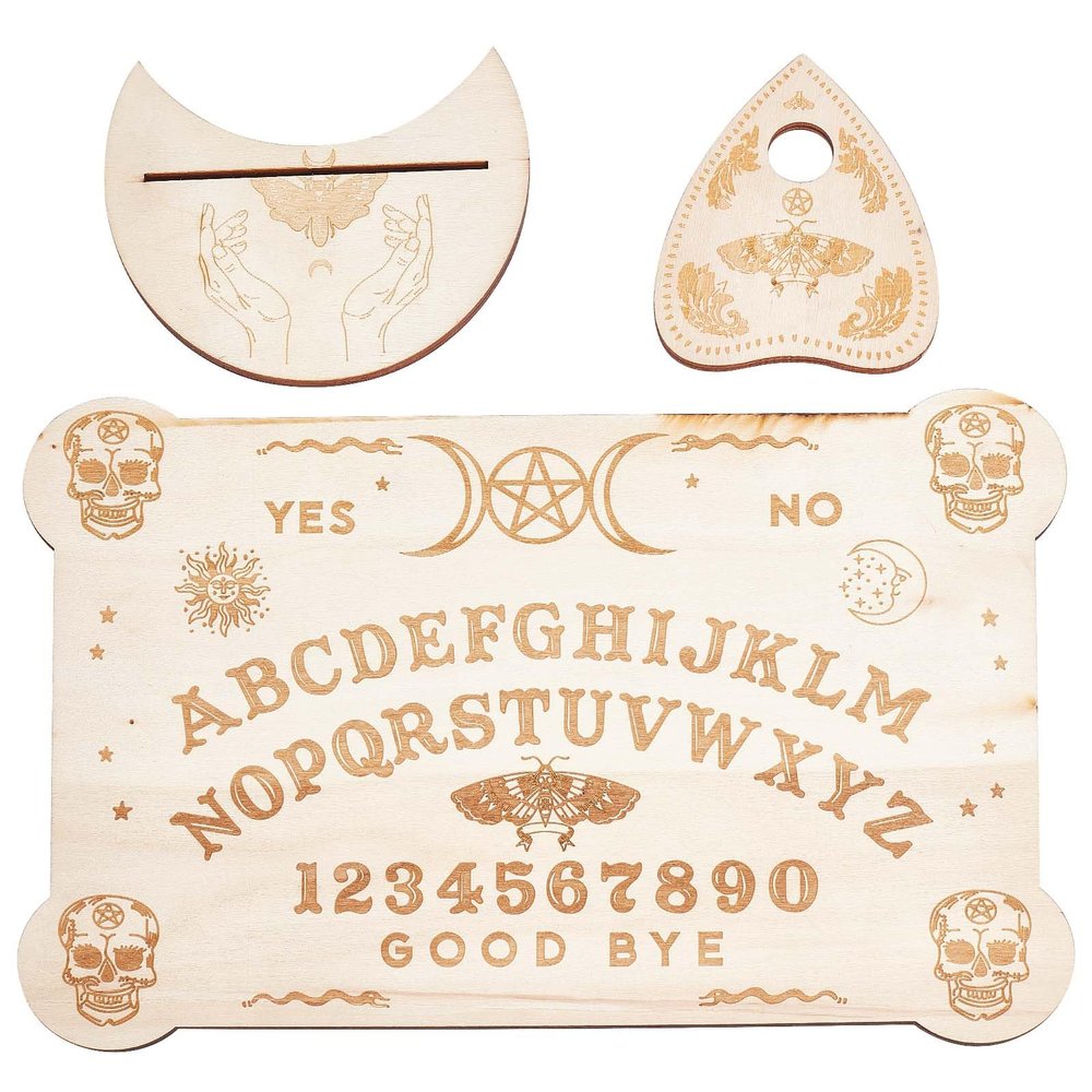 CREATCABIN Wood Spirit Board Pendulum Board Tarot Card Stand Kit Wooden Talking Boards with Planchette Dowsing Divination Kit Hunt Metaphysical Message for Wicca Pagan 11.81x7.87Inch-Butterfly