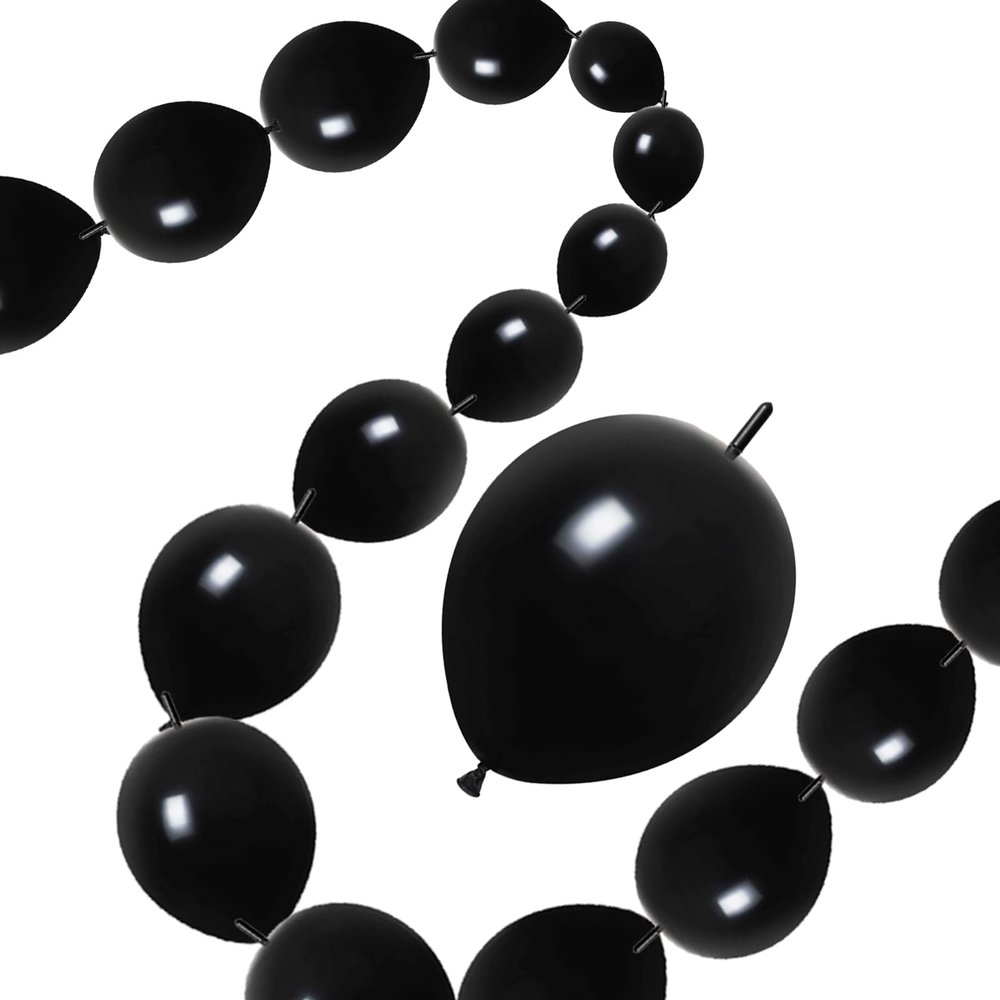 100 Pcs Quick Link Balloons Black 10 inch, Latex Linking Balloons for Balloon Wall/Arches/Chains, Birthday Party Wedding Anniversary Graduation Arch Party Decor (black)