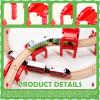 Hiboom 8 Pcs Wooden Train Track Riser Red Plastic Train Bridge Plastic Train Track Accessories Multi Level Support Risers Stackable Track Riser Support Risers view 4
