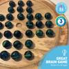 30cm Diameter WOODEN SOLITAIRE BOARD GAME with SEA TURTLE GLASS MARBLES | classic wooden solitaire game | strategy board game | family board game | games for one | board games view 3