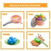 35Pcs Kids Kitchen Toy Accessories, Toddler Pretend Cooking Playset with Play Pots, Pans, Utensils, Cookware, Play Food Set, Toy Vegetables, Learning Gift for Girls & Boys (Pink) view 4