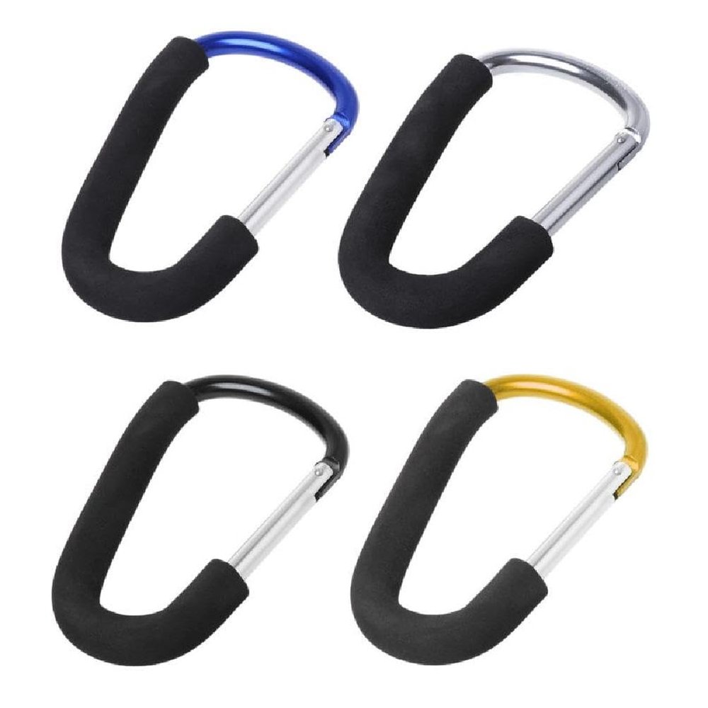 1PC Baby Carriage Hanger Stroller Handle Big Sponge Carabiner Shopping Bag Clip Hook Caribeaner Clip Heavy Duty Locking, Random delivery