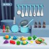 35Pcs Kids Kitchen Toy Accessories, Toddler Pretend Cooking Playset with Play Pots, Pans, Utensils, Cookware, Play Food Set, Toy Vegetables, Learning Gift for Girls & Boys (Turquoise) view 2