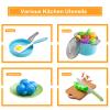 35Pcs Kids Kitchen Toy Accessories, Toddler Pretend Cooking Playset with Play Pots, Pans, Utensils, Cookware, Play Food Set, Toy Vegetables, Learning Gift for Girls & Boys (Turquoise) view 4