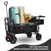 Foldable Wagons with Removable Canopy, Seat Belts, Reversible Handlebar, Removable Canopy, 220lbs Weight Capacity, Folding Wagon for Ages 1+ Years Suitable for Family Travel, Cargo,Gift view 3