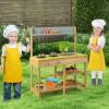 Costzon Wooden Kids Play Kitchen, Outdoor Mud Kitchen with Removable Sink, Water Box & Faucet, Stove Top, Storage Shelves, Fun Backyard Pretend Kitchen Playset for Boys Girls 3+ (Green) view 2