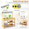Costzon Wooden Kids Play Kitchen, Outdoor Mud Kitchen with Removable Sink, Water Box & Faucet, Stove Top, Storage Shelves, Fun Backyard Pretend Kitchen Playset for Boys Girls 3+ (Green) view 3