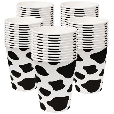 EaciTown 50 Pcs Cow Print Paper Cups - Cowgirl & Farm Birthday Party Supplies & Baby Shower Decorations