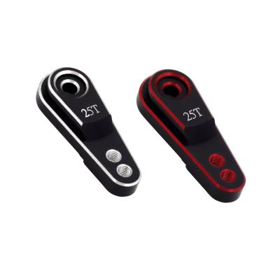 25T Servo Horn Arms Aluminium Alloy RC Servo Horns Multi-Purpose Steering Gear Arm Bidirectional Servo Arm Black Red & Black Silver (2 PCS)