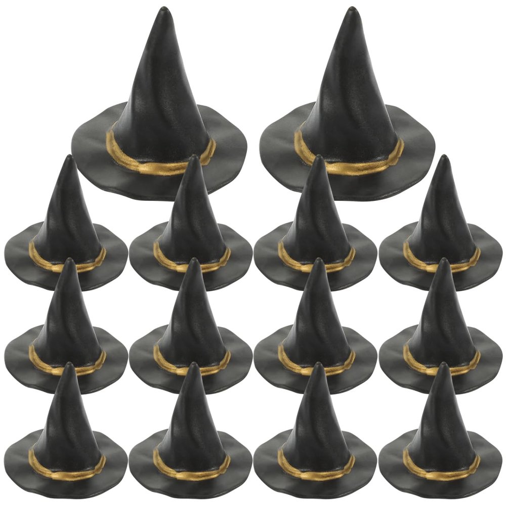 ABOOFAN Mini Witch Hats 3 Inch Black Plastic Miniature Hats for Dollhouse Halloween Party Supplies DIY Craft Accessories