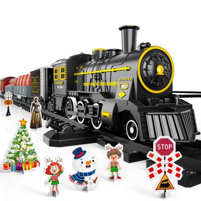 Lucky Doug Train Set Toys for Kids, Toys Train Sets for Kids Smokes, Light & Sound Include 5 Car and 22 Tracks, Train Toys for 3 4 5 6 Year Old Boys