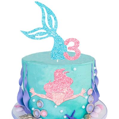 Mermaid Birthday Party Supplies - Mermaid Cake Topper Decorations for Party Supplies Decor (3)