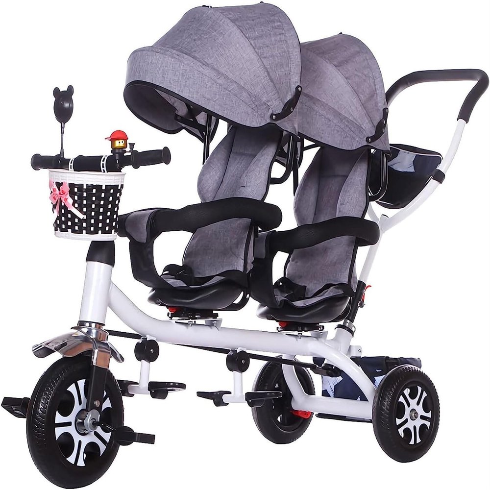 IesuTa 3-in-1 Removable Push Handle Kids Trike - Foldable, Adjustable Canopy, and Safe - Very Good Tricycle for Toddlers Age 2-5 - Twins Item Gifts (Color : Gray)