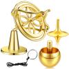 Lenwen 3 Pcs Precision Gyroscope Toy Spinner Top Anti Gravity Metal Balance Spinner Toy Accurate Gyro Desktop Flip Over Gaming for Adult Kid Home School Science Educational Party(Gold) view 1