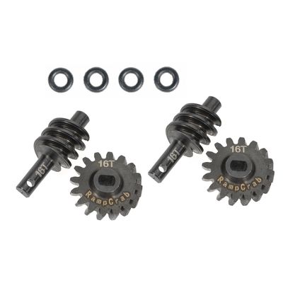 RampCrab Differential Gear Set 16T, 2 Sets, Hardened Steel, 1/24, Upgrade Parts for SCX24 Bronco Deadbolt JLU B-17 Gladiator C10, 1/24 RC Crawler Car