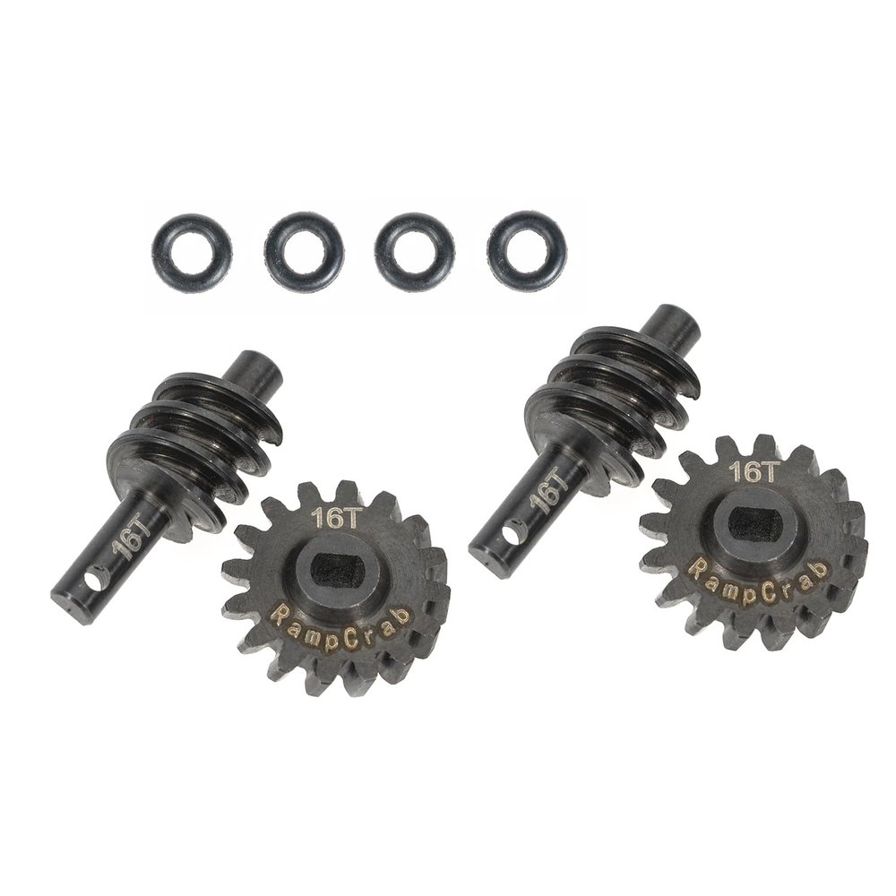 RampCrab Differential Gear Set 16T, 2 Sets, Hardened Steel, 1/24, Upgrade Parts for SCX24 Bronco Deadbolt JLU B-17 Gladiator C10, 1/24 RC Crawler Car