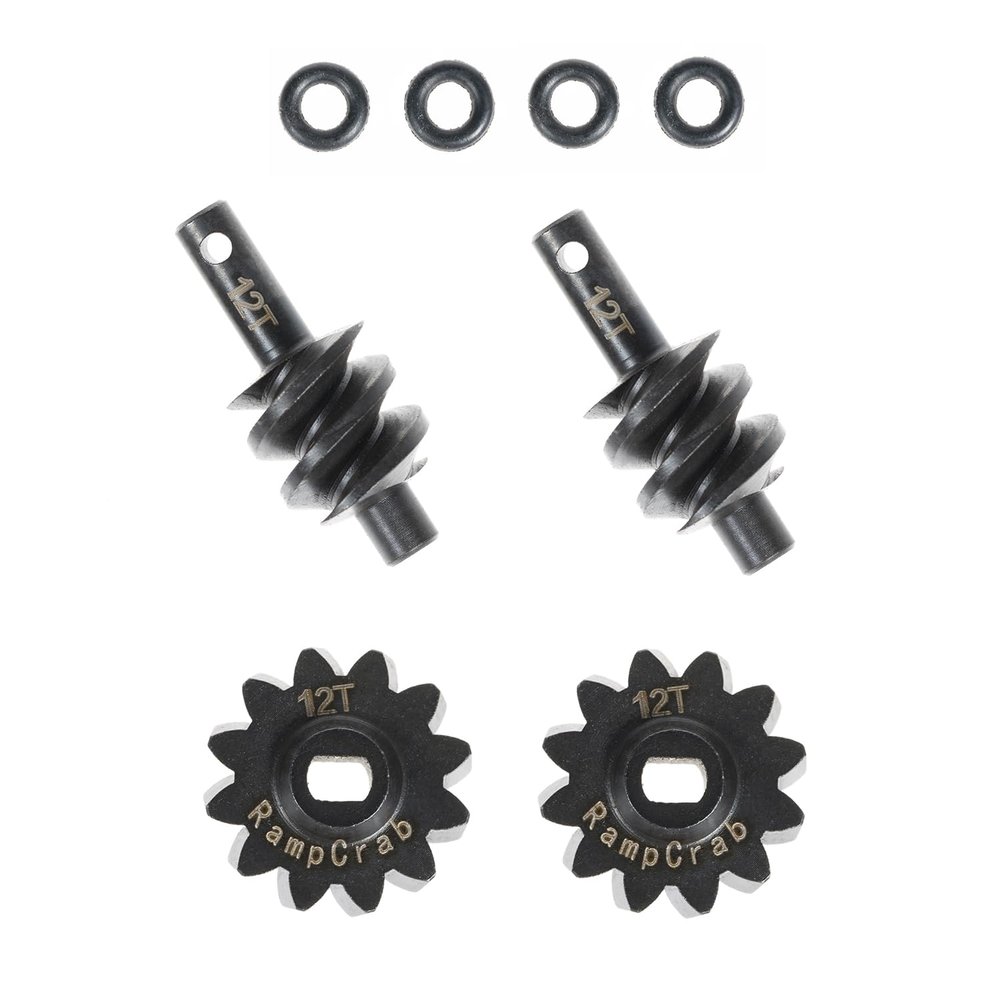 RampCrab Overdrive Differential Gear Set 12T, 2 Sets, Hardened Steel, 1/24, Upgrade Parts for Axial SCX24 Bronco Deadbolt JLU B-17 Gladiator C10, 1/24 RC Crawler Car