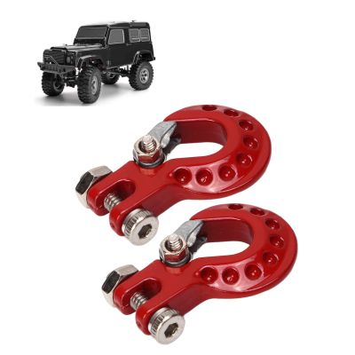 2Pcs Winch Trailer Hooks RC Trailer Hook Aluminum Alloy Simulation Climbing Car Tow Hook for 1/10 Scale Crawler Truck SCX10 D90 D110 TF2(18.5x11.5mm/0.7x0.5in)(Red)