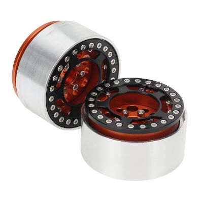 2Pcs 1.9 Inch Beadlock Wheels Crawler Wheel Hub RC Aluminium Alloy Crawler Car Rims with Socket Spanner for Crawler(Gold)