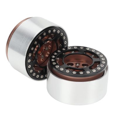 2Pcs 1.9 Inch Beadlock Wheels Crawler Wheel Hub RC Aluminium Alloy Crawler Car Rims with Socket Spanner for Crawler(Bronze)
