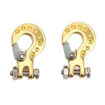 RC Trailer Hooks 2Pcs 0.7x0.5in - Aluminum Alloy Winch Tow Hook for 1/10 Scale Crawler SCX10 D90 D110 TF2, Durable & Lightweight RC Car Accessory (Gold)