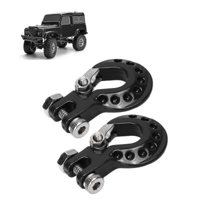 2Pcs Winch Trailer Hooks RC Trailer Hook - Aluminum Alloy Simulation Climbing Car Tow Hook for 1/10 Scale Crawler Truck SCX10 D90 D110 TF2(18.5x11.5mm/0.7x0.5in)(Black)