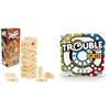 Hasbro Jenga Classic Wood Block Game Trouble Board Game Bundle - Family Games for Kids Ages 5 and Up view 1