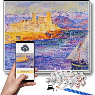 DIY Oil Painting Kit,Antibes Painting by Henri-Edmond Cross Paint by Numbers Kit for Kids and Adults