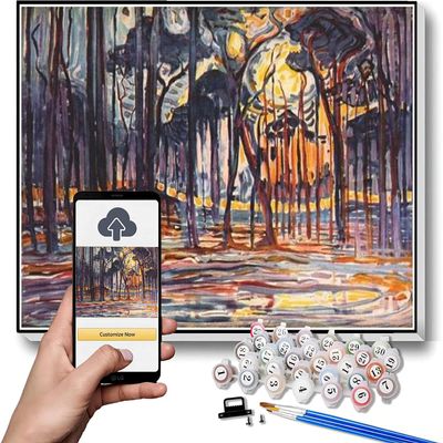 DIY Oil Painting Kit,Woods Near Oele Painting by Piet Mondrian Paint by Numbers Kit for Kids and Adults