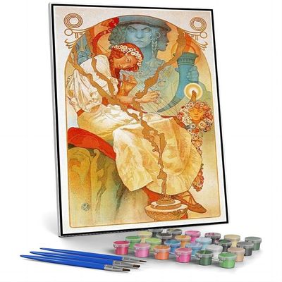 DIY Oil Painting Kit,The Slav Epic Painting by Alphonse Mucha Paint by Numbers Kit for Kids and Adults