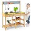 HONEY JOY Mud Kitchen, Fir Wooden Play Kitchen for Toddlers, Mud Table, Running Water, Removable Sink, Outdoor Kids Kitchen Playset, Mud Kitchen for Kids Outdoor, Gift for Boys Girls view 1