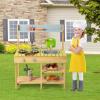 HONEY JOY Mud Kitchen, Fir Wooden Play Kitchen for Toddlers, Mud Table, Running Water, Removable Sink, Outdoor Kids Kitchen Playset, Mud Kitchen for Kids Outdoor, Gift for Boys Girls view 3