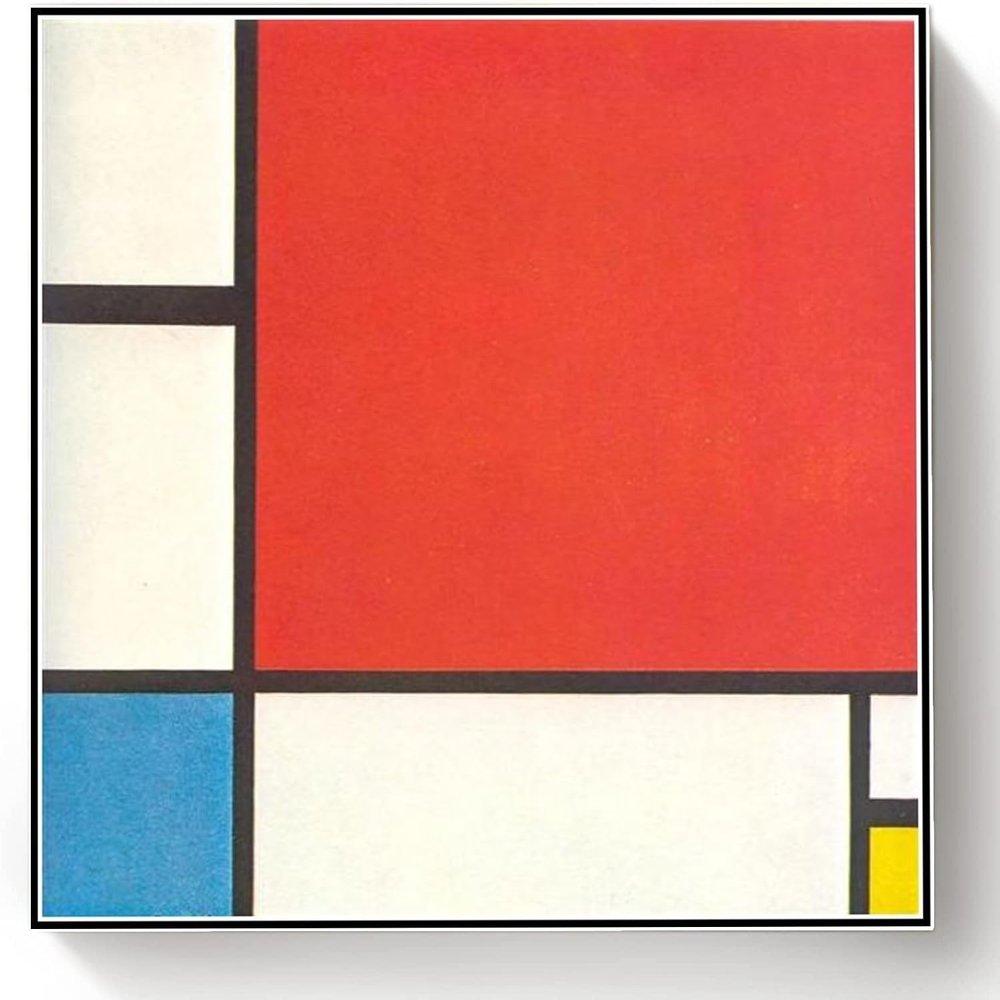 DIY Oil Painting Kit,Composition with Red Blue and Yellow Painting by Piet Mondrian Paint by Numbers Kit for Kids and Adults