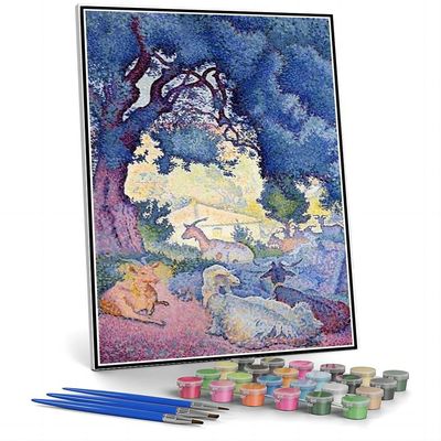 DIY Oil Painting Kit,Landscape with Goats Painting by Henri-Edmond Cross Paint by Numbers Kit for Kids and Adults