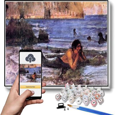 DIY Oil Painting Kit,The Merman Painting by John William Waterhouse Paint by Numbers Kit for Kids and Adults
