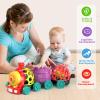 MOONTOY Toddler Train Toys for 1 Year Old Boy Birthday Gift Easter Basket Stuffers, Musical Push Go Baby Car Toys for Toddlers 1-3 0-2, Baby Boy Toys 6-12 Month, Infant Rattle 5 6 7 8 9 10 11 12 Month view 3