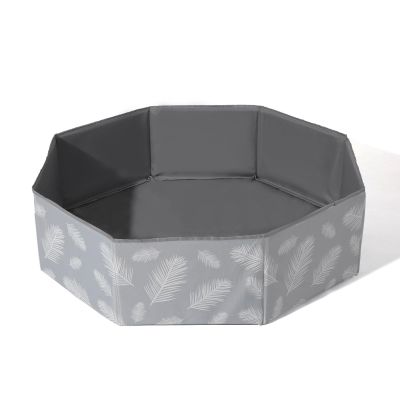 Foldable Ball Pit for Toddlers Large Soft Indoor Outdoor Pop Up Baby Kids Infant Ballpit Big Collapsible Puppy Dog Cat Pits with Basketball Hoop (Balls Not Included), Gray Leaves