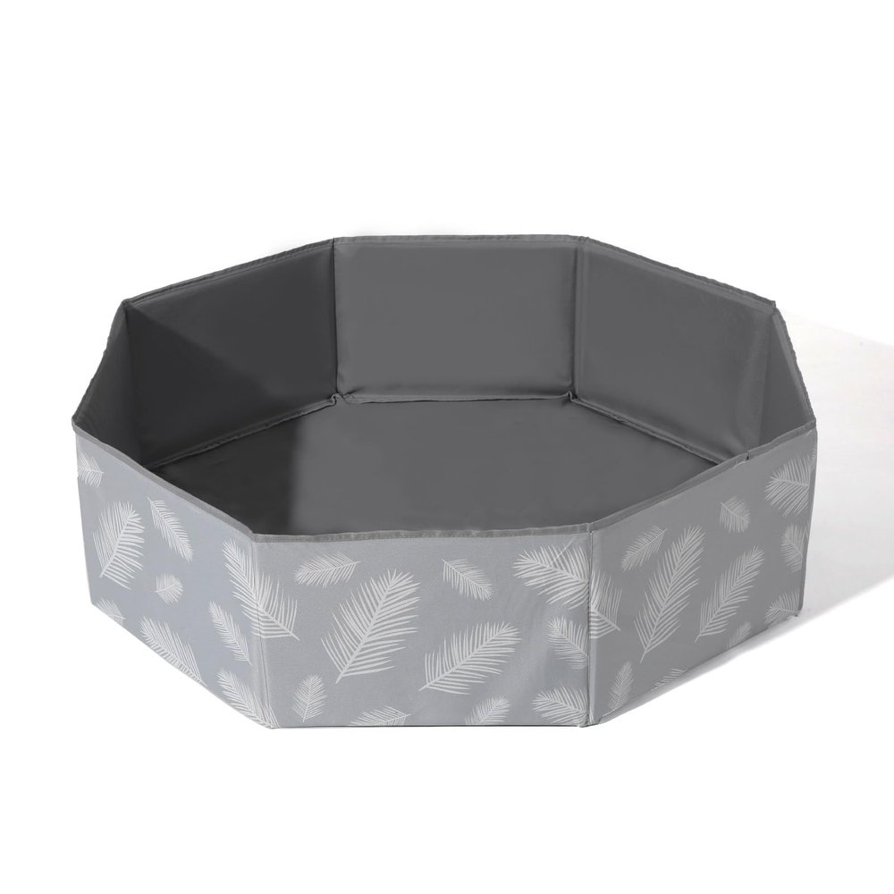Foldable Ball Pit for Toddlers Large Soft Indoor Outdoor Pop Up Baby Kids Infant Ballpit Big Collapsible Puppy Dog Cat Pits with Basketball Hoop (Balls Not Included), Gray Leaves