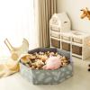Foldable Ball Pit for Toddlers Large Soft Indoor Outdoor Pop Up Baby Kids Infant Ballpit Big Collapsible Puppy Dog Cat Pits with Basketball Hoop (Balls Not Included), Gray Leaves view 2